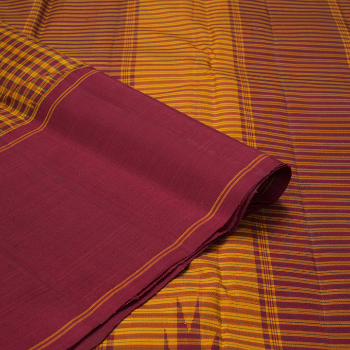 Hayagrivas Handloom Yellow & Maroon Checks Kanjivaram Silk Saree KBF198E11-1