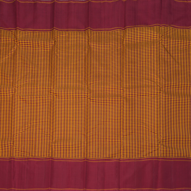 Hayagrivas Handloom Yellow & Maroon Checks Kanjivaram Silk Saree KBF198E11-1