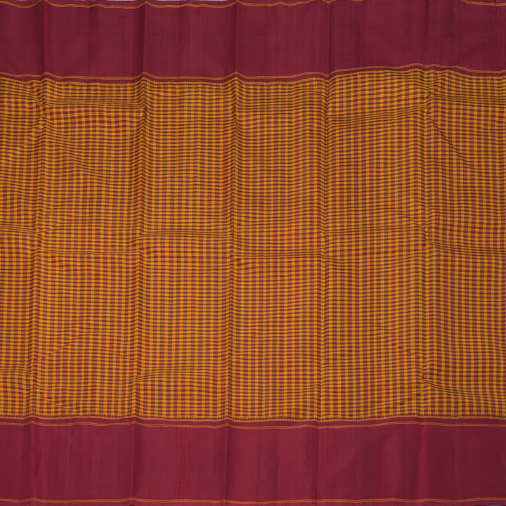 Hayagrivas Handloom Yellow & Maroon Checks Kanjivaram Silk Saree KBF198E11-1