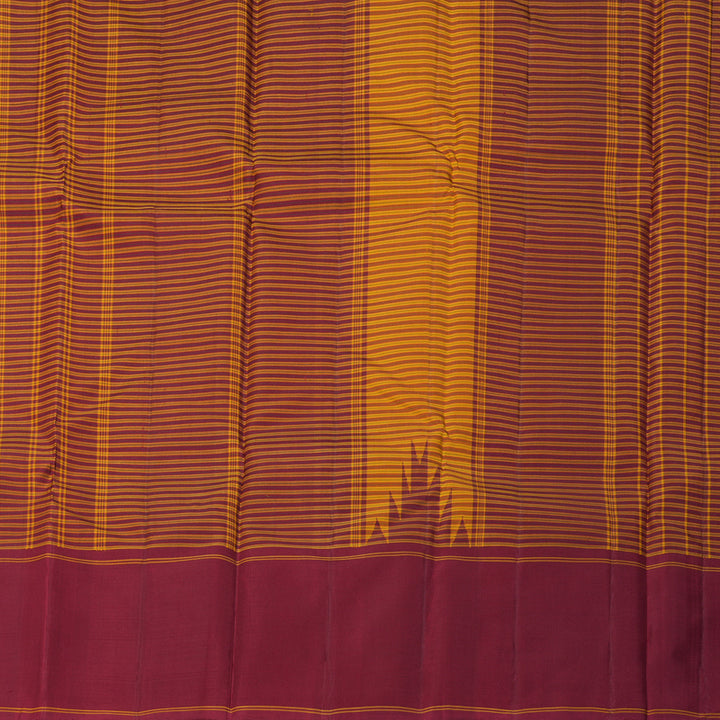 Hayagrivas Handloom Yellow & Maroon Checks Kanjivaram Silk Saree KBF198E11-1
