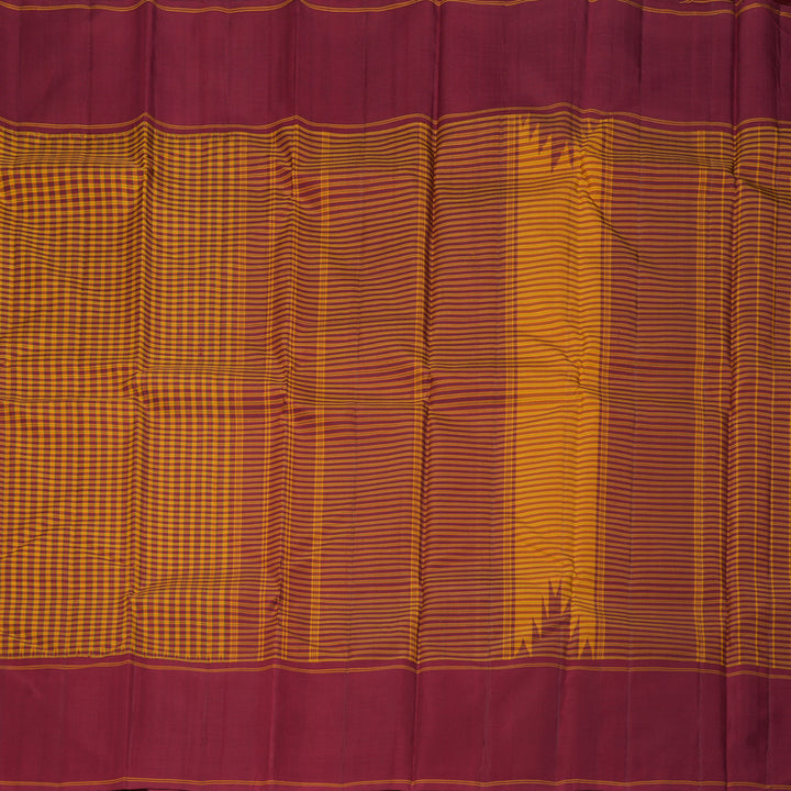 Hayagrivas Handloom Yellow & Maroon Checks Kanjivaram Silk Saree KBF198E11-1