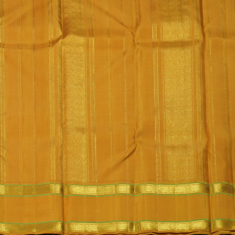 Hayagrivas Handloom Bottle Green Kanjivaram Silk Saree with Mustard Yellow Border KBF198E13-1