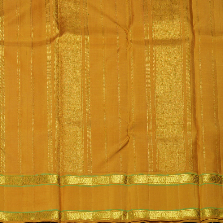 Hayagrivas Handloom Bottle Green Kanjivaram Silk Saree with Mustard Yellow Border KBF198E13-1