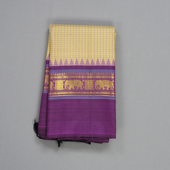 Hayagrivas Handloom Sandal Kanjivaram Silk Saree with Purple Border KBF198E9-1