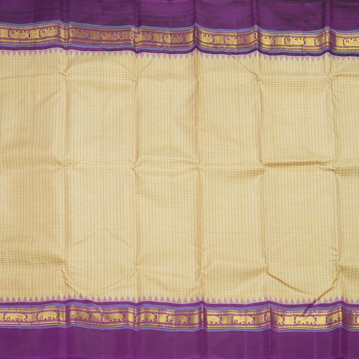 Hayagrivas Handloom Sandal Kanjivaram Silk Saree with Purple Border KBF198E9-1