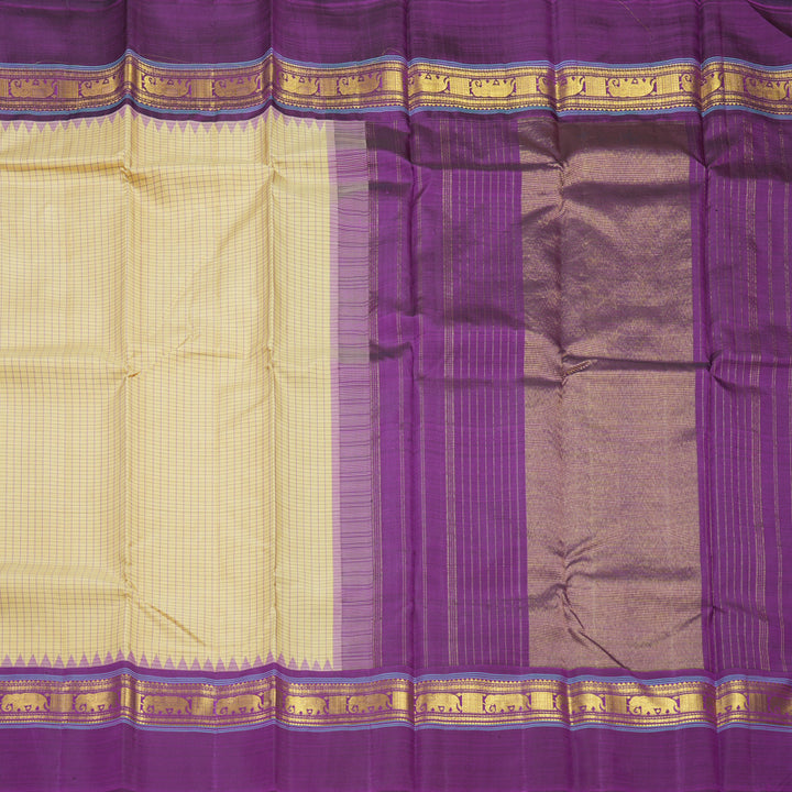 Hayagrivas Handloom Sandal Kanjivaram Silk Saree with Purple Border KBF198E9-1