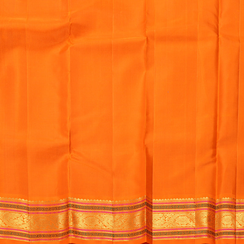 Hayagrivas Handloom MS Blue Kanjivaram Silk Saree with Orange Border KBF19D1-4