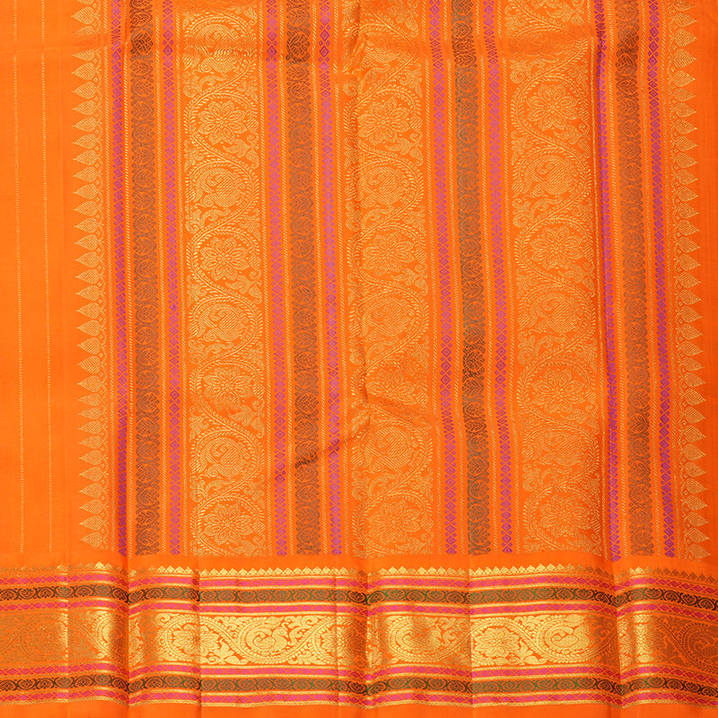 Hayagrivas Handloom MS Blue Kanjivaram Silk Saree with Orange Border KBF19D1-4