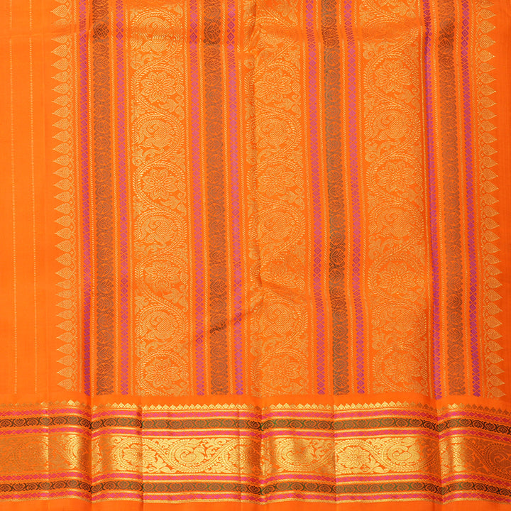 Hayagrivas Handloom MS Blue Kanjivaram Silk Saree with Orange Border KBF19D1-4