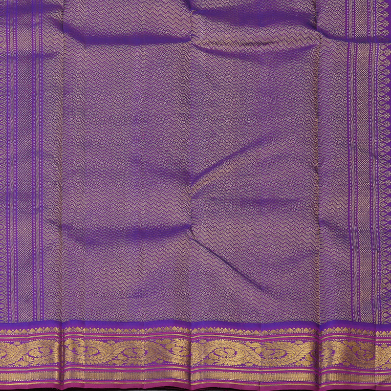 Hayagrivas Handloom Fluorescent Green Kanjivaram Silk Saree with Purple Border KBF19D2-1