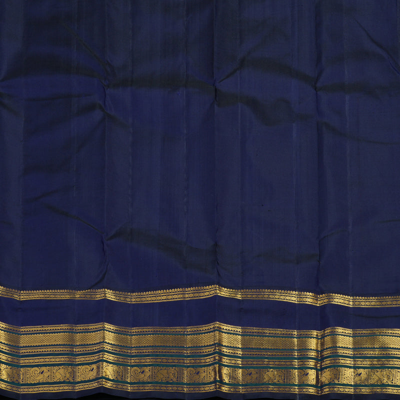 Hayagrivas Handloom Orange Kanjivaram Silk Saree with Navy Blue Border KBF19D4-1