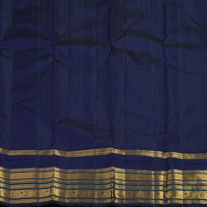 Hayagrivas Handloom Orange Kanjivaram Silk Saree with Navy Blue Border KBF19D4-1