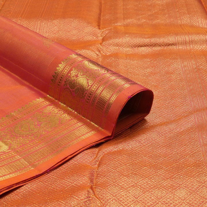 Hayagrivas Handloom Orangish-Pink Kanjivaram Silk Saree KBF19D5-2