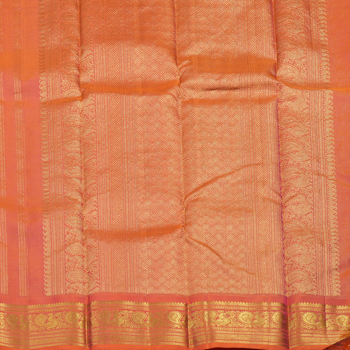 Hayagrivas Handloom Orangish-Pink Kanjivaram Silk Saree KBF19D5-2