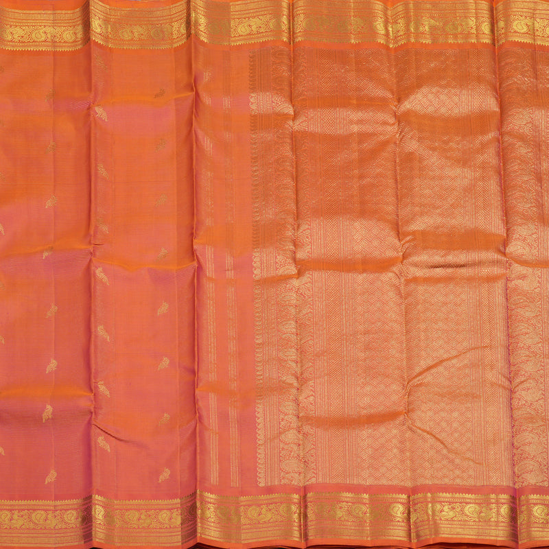 Hayagrivas Handloom Orangish-Pink Kanjivaram Silk Saree KBF19D5-2