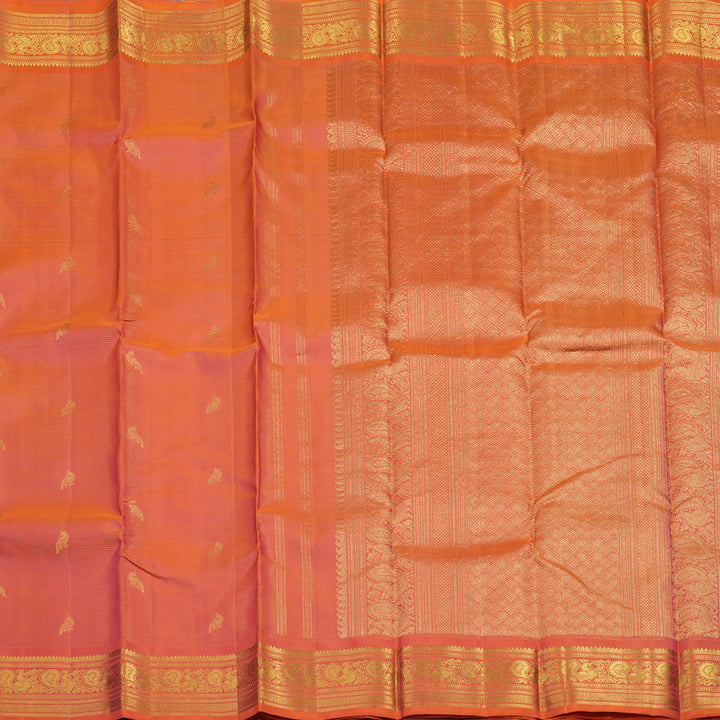 Hayagrivas Handloom Orangish-Pink Kanjivaram Silk Saree KBF19D5-2