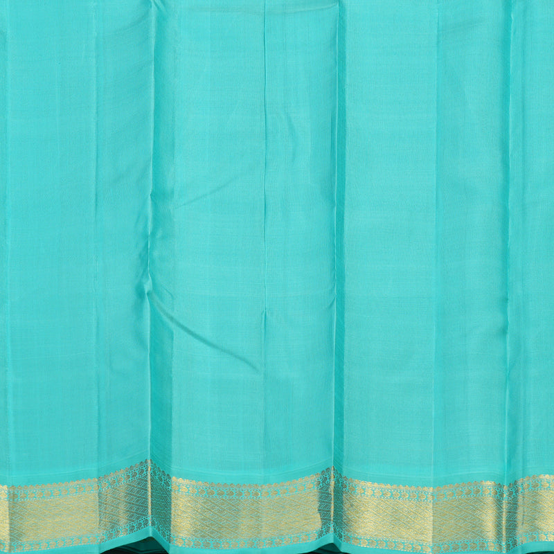 Hayagrivas Handloom Dark Blue Kanjivaram Silk Saree with Bright Teal Border KBF1D11-1