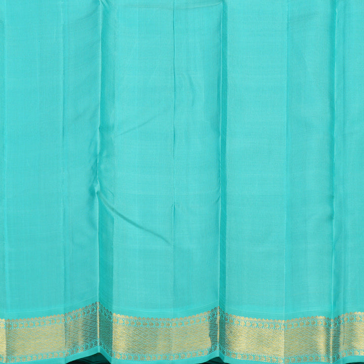 Hayagrivas Handloom Dark Blue Kanjivaram Silk Saree with Bright Teal Border KBF1D11-1
