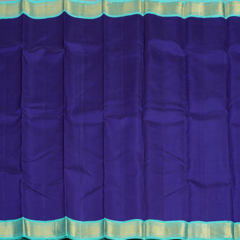 Hayagrivas Handloom Dark Blue Kanjivaram Silk Saree with Bright Teal Border KBF1D11-1