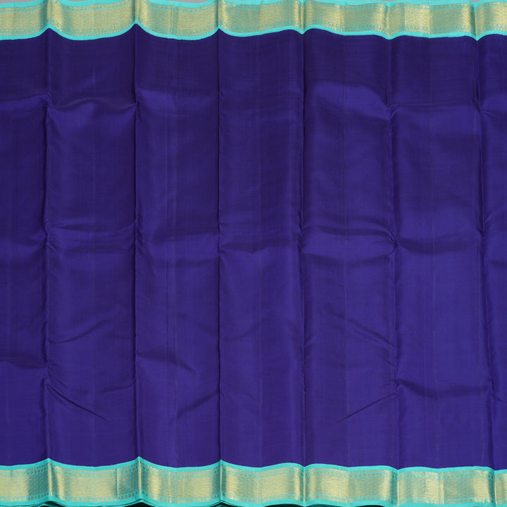 Hayagrivas Handloom Dark Blue Kanjivaram Silk Saree with Bright Teal Border KBF1D11-1