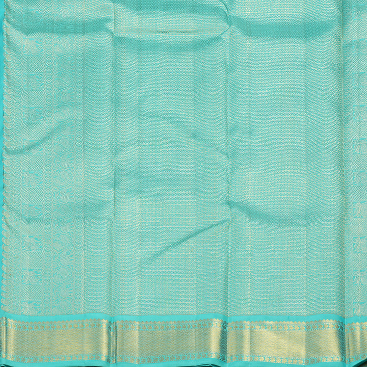 Hayagrivas Handloom Dark Blue Kanjivaram Silk Saree with Bright Teal Border KBF1D11-1