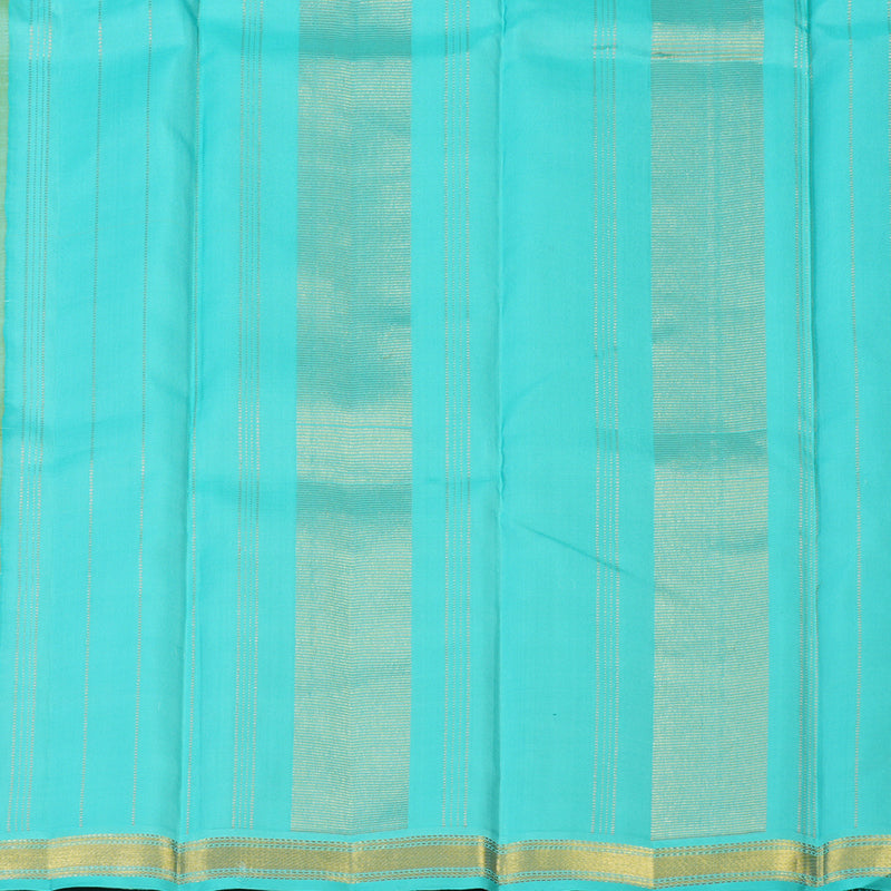 Hayagrivas Handloom Pista Green Kanjivaram Silk Saree with Bright Teal Border KBF1D2-1