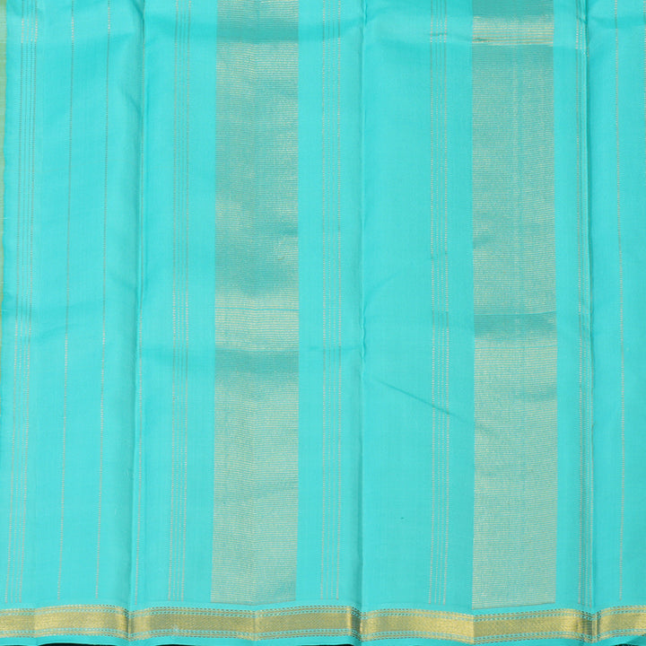 Hayagrivas Handloom Pista Green Kanjivaram Silk Saree with Bright Teal Border KBF1D2-1