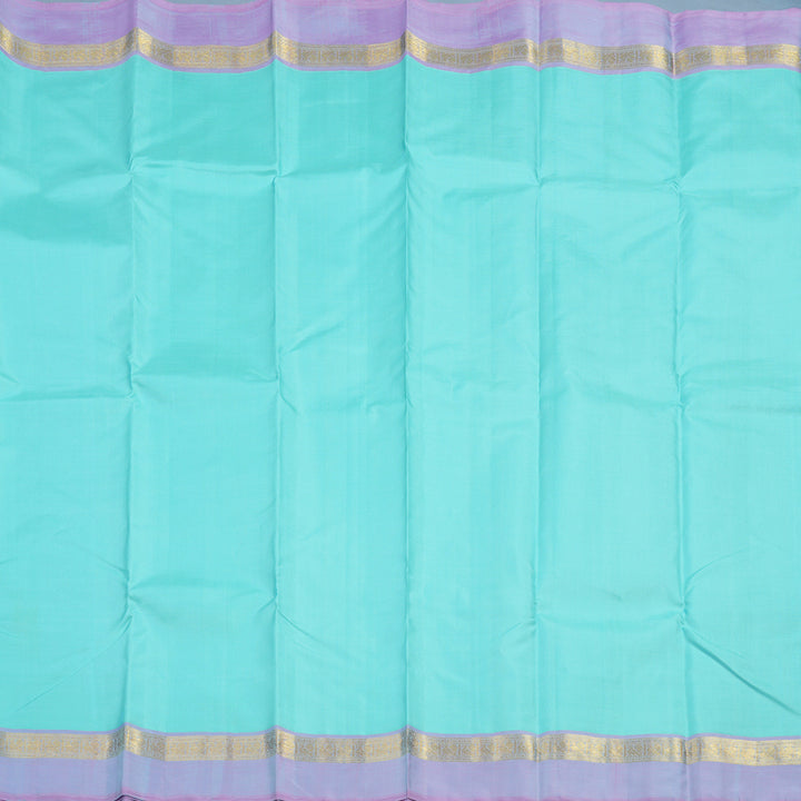 Hayagrivas Handloom Powder Blue Kanjivaram Silk Saree with Lilac Border KBF1D3-1