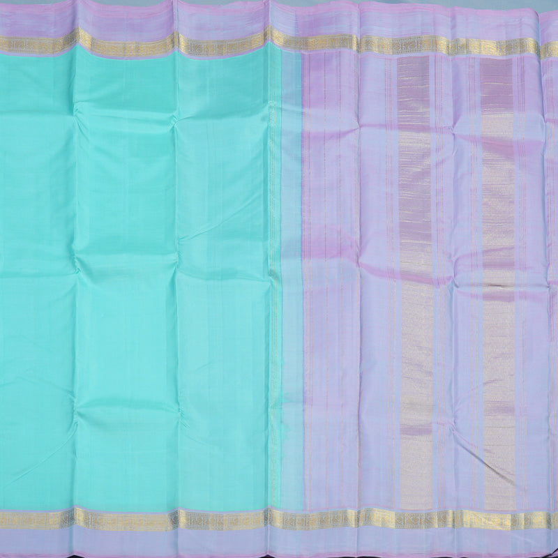 Hayagrivas Handloom Powder Blue Kanjivaram Silk Saree with Lilac Border KBF1D3-1