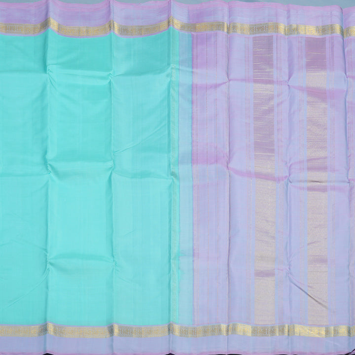Hayagrivas Handloom Powder Blue Kanjivaram Silk Saree with Lilac Border KBF1D3-1