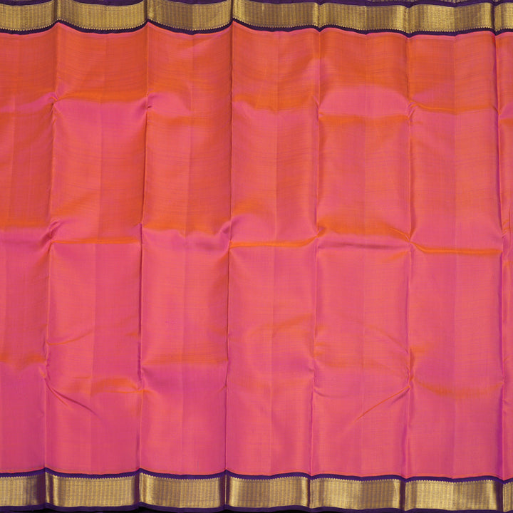 Hayagrivas Handloom Pink Kanjivaram Silk Saree with Violet Border KBF1D4-1
