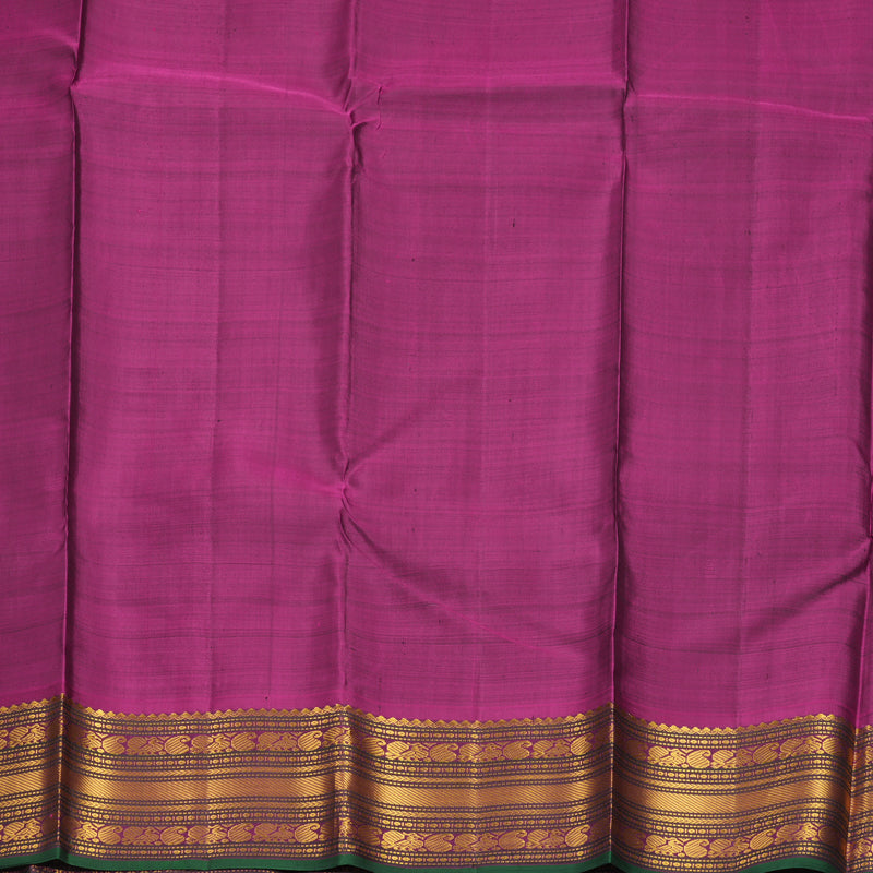 Hayagrivas Handloom Black &amp; Grey (Carpet Checks) Kanjivaram Silk Saree with Purple Border KBF203E2-1