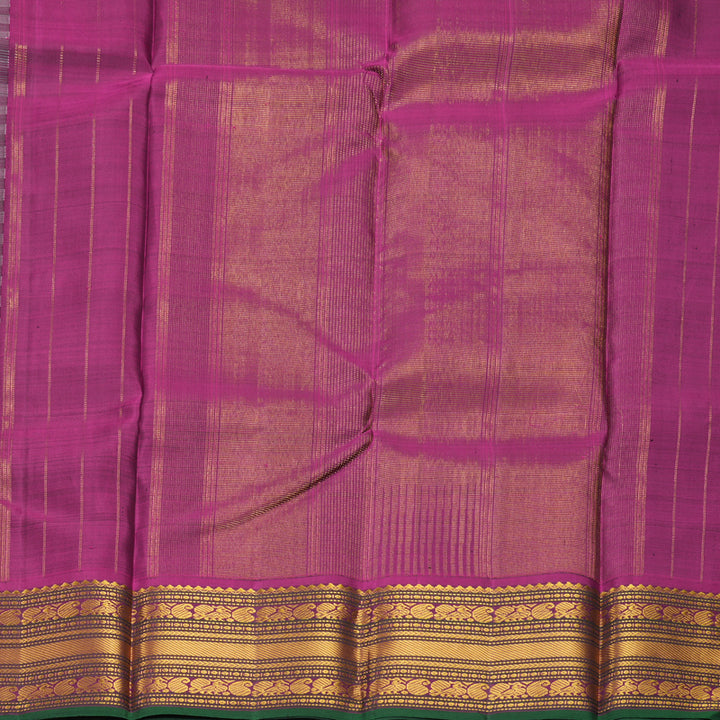 Hayagrivas Handloom Black &amp; Grey (Carpet Checks) Kanjivaram Silk Saree with Purple Border KBF203E2-1