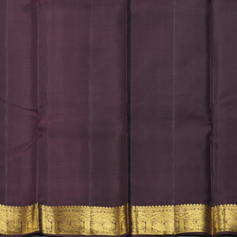 Hayagrivas Handloom Turmeric Yellow Kanjivaram Silk Saree with Plum Purple Border KBF203E4-3