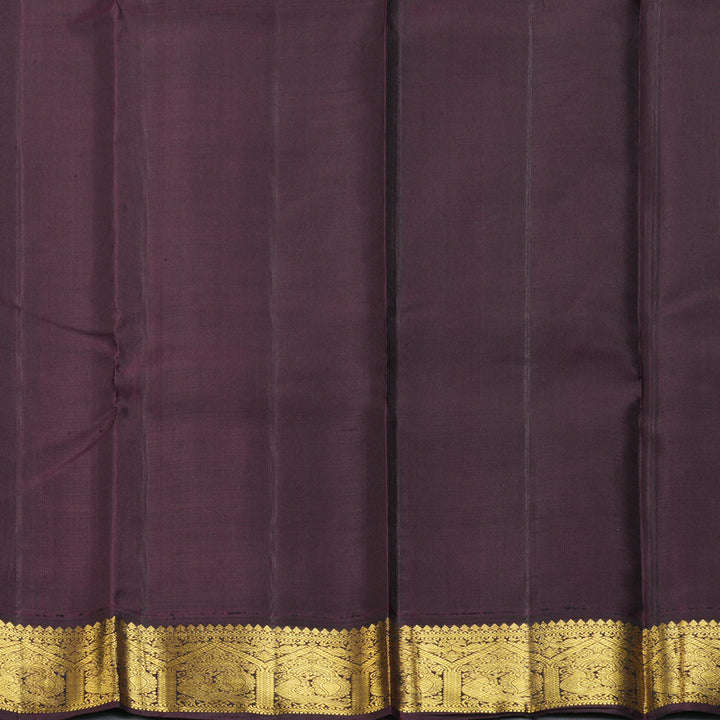 Hayagrivas Handloom Turmeric Yellow Kanjivaram Silk Saree with Plum Purple Border KBF203E4-3