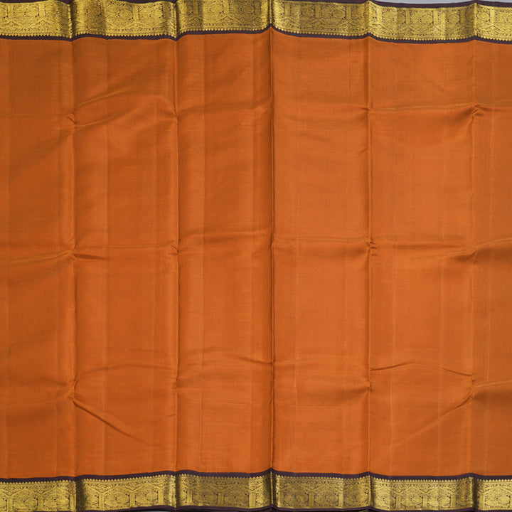Hayagrivas Handloom Turmeric Yellow Kanjivaram Silk Saree with Plum Purple Border KBF203E4-3