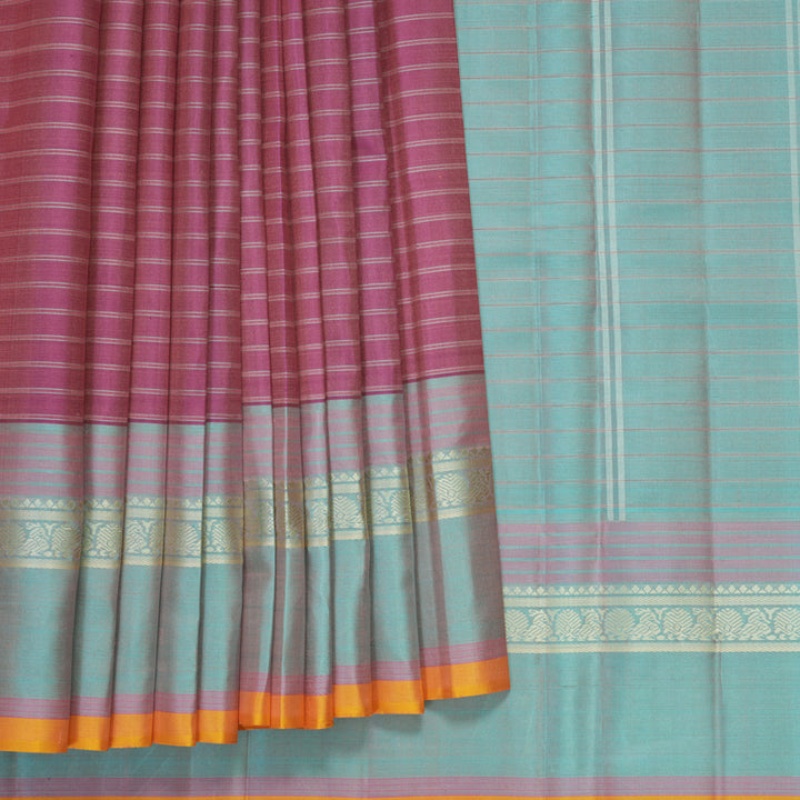 Hayagrivas Handloom Mild Pink Kanjivaram Silk Saree with Powder Blue Border KBF204E4-4