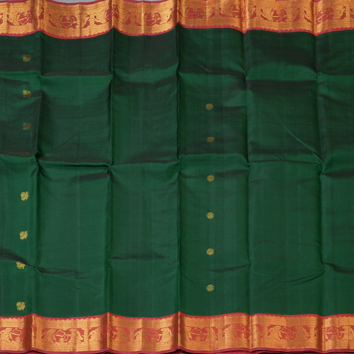 Hayagrivas Handloom Bottle Green Kanjivaram Silk Saree with Araku Border KBF205E1-1