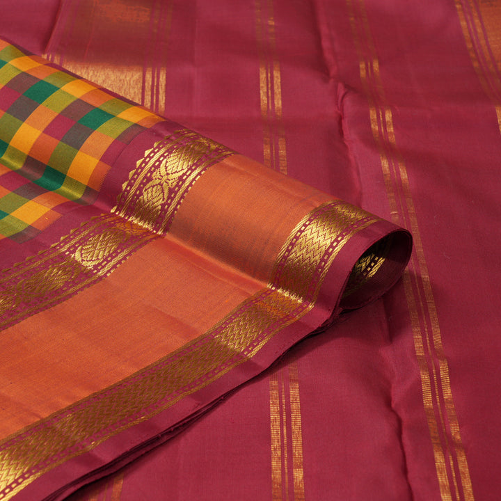 Hayagrivas Handloom Multicolour Checks Kanjivaram Silk Saree KBF205E10-1