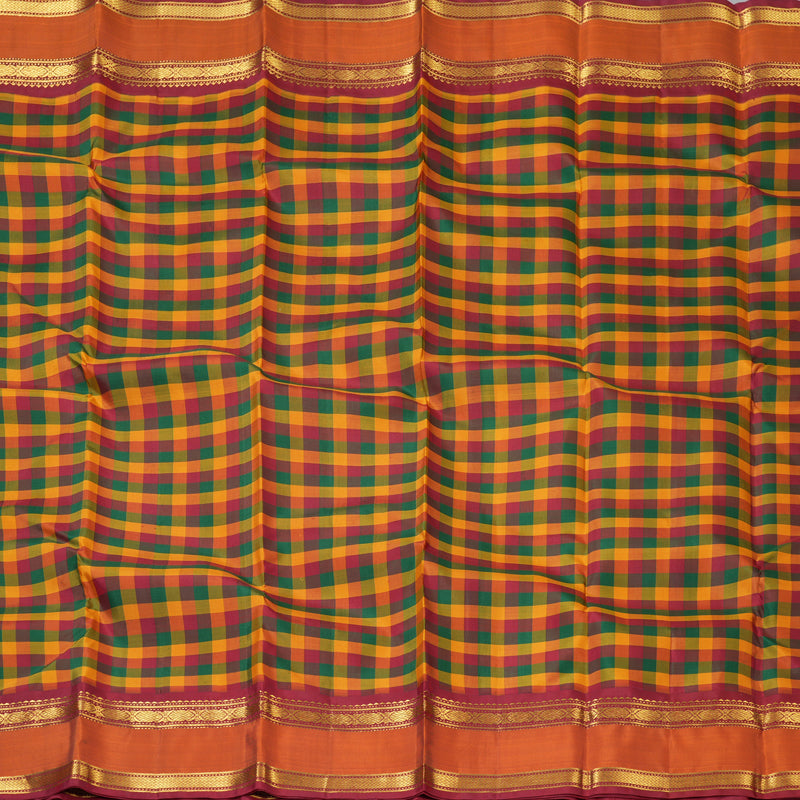 Hayagrivas Handloom Multicolour Checks Kanjivaram Silk Saree KBF205E10-1