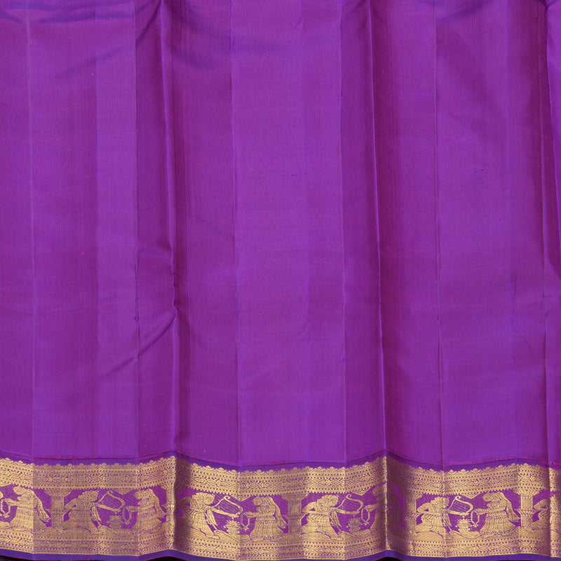 Hayagrivas Handloom Yellow Kanjivaram Silk Saree with Purple Border KBF205E16-1