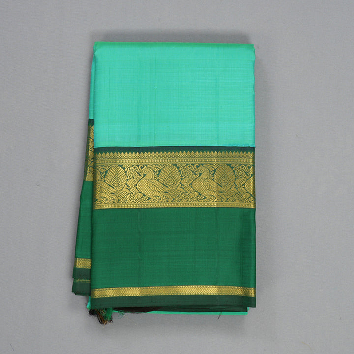 Hayagrivas Handloom Aqua Green Kanjivaram Silk Saree with Bottle Green Border KBF205E2-1