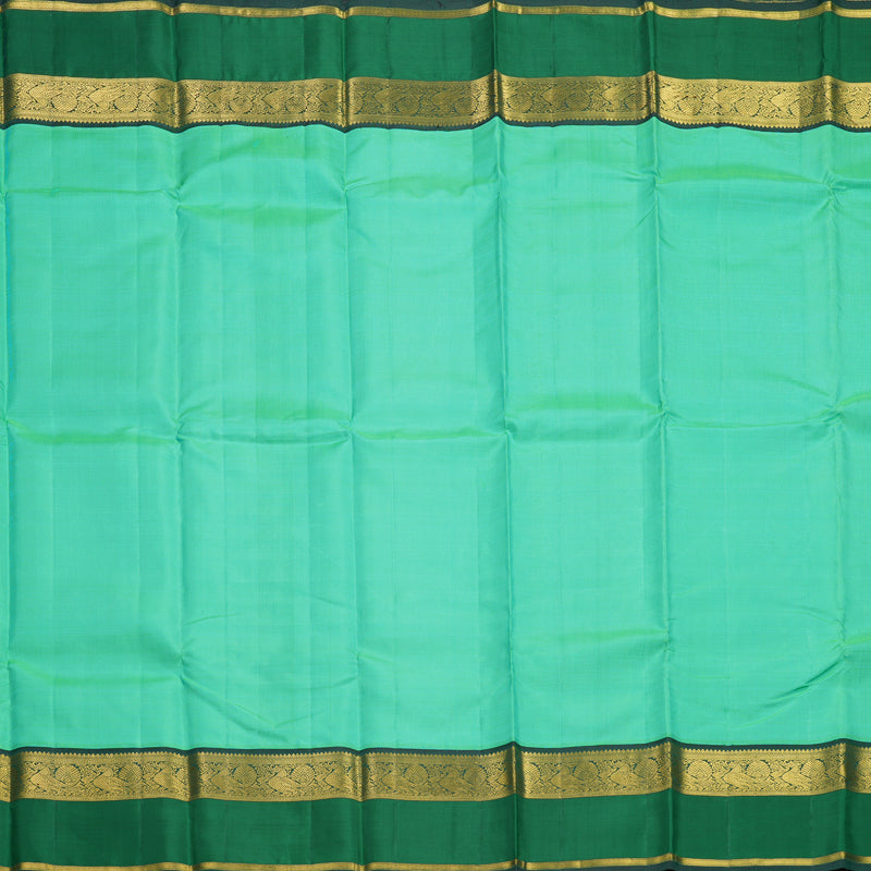Hayagrivas Handloom Aqua Green Kanjivaram Silk Saree with Bottle Green Border KBF205E2-1