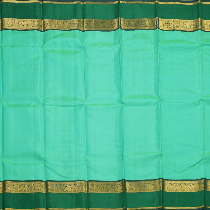 Hayagrivas Handloom Aqua Green Kanjivaram Silk Saree with Bottle Green Border KBF205E2-1