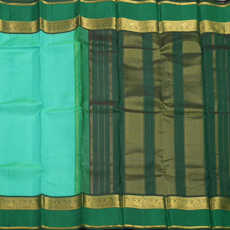 Hayagrivas Handloom Aqua Green Kanjivaram Silk Saree with Bottle Green Border KBF205E2-1