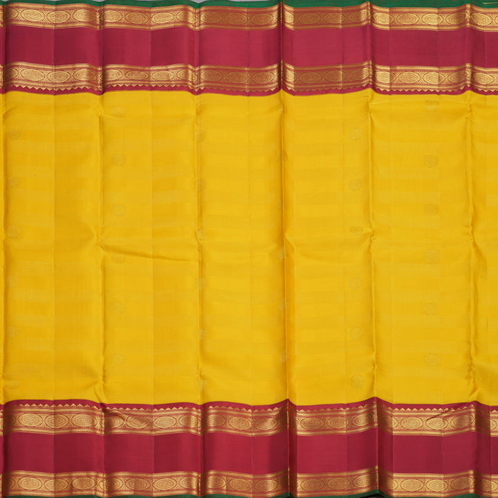Hayagrivas Handloom Yellow Kanjivaram Silk Saree with Red Border KBF205E21-1