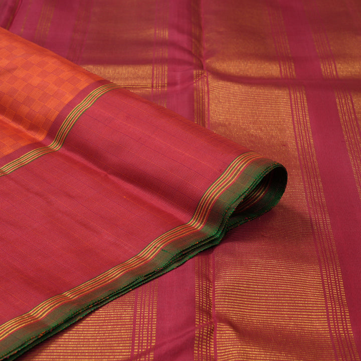 Hayagrivas Handloom Orange Kanjivaram Silk Saree with Maroon Border KBF205E23-1