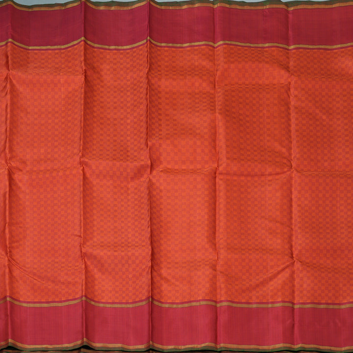 Hayagrivas Handloom Orange Kanjivaram Silk Saree with Maroon Border KBF205E23-1