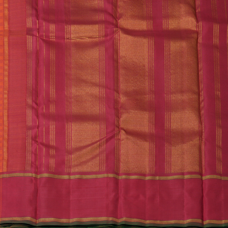 Hayagrivas Handloom Orange Kanjivaram Silk Saree with Maroon Border KBF205E23-1
