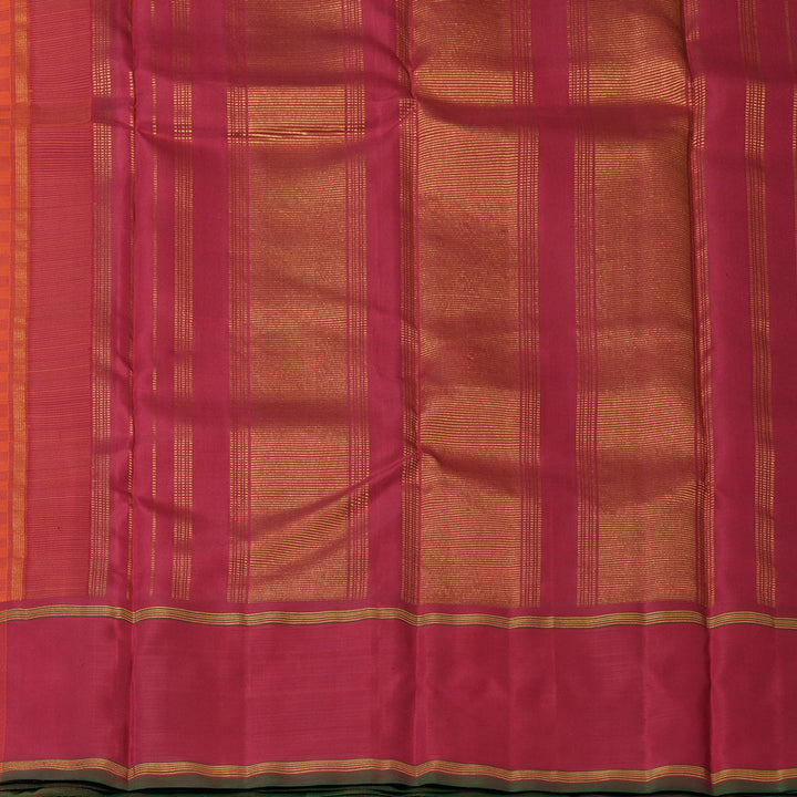 Hayagrivas Handloom Orange Kanjivaram Silk Saree with Maroon Border KBF205E23-1